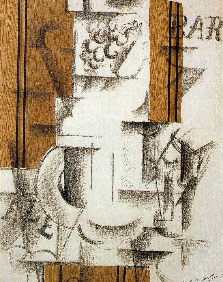Cubismo de síntesis (Fruit and glass, 1912)